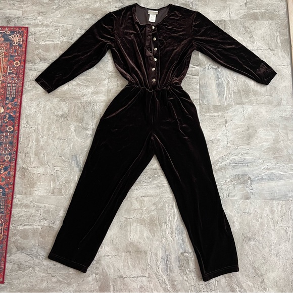 Coldwater Creek buttoned velvet jumpsuit - Picture 3 of 5